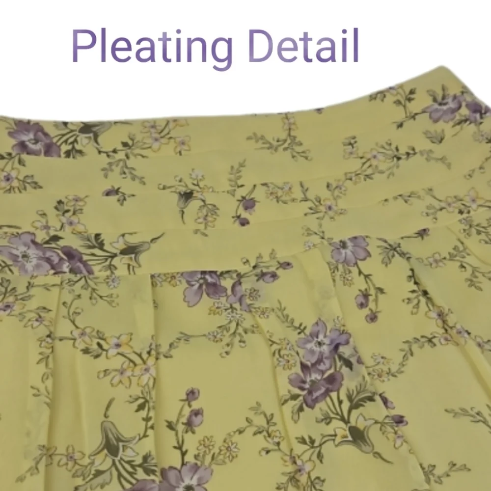 Silk Pastel Iced Yellow & Light Purple Retro Skirt Banana Republic - Picture 2 of 4